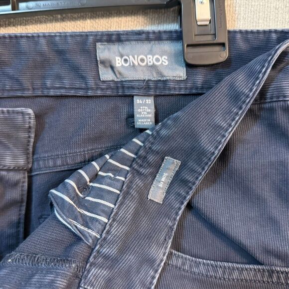 Bonobos Pants Men's 34X32 Blue Straight Corduroy 5 Pocket Slim - Picture 5 of 9